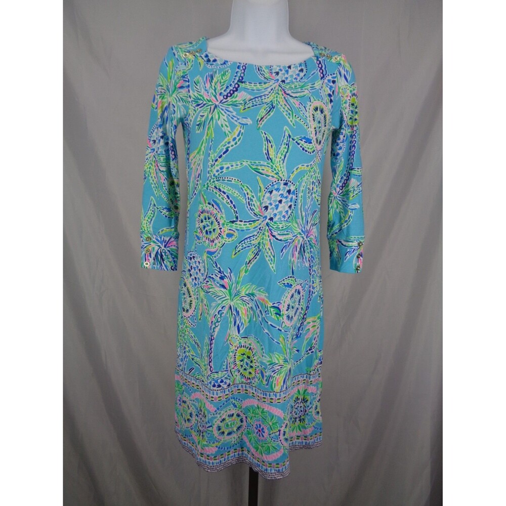 Lilly Pulitzer Sophie Dress XS Bermuda Blue Turtle Szn Engineered UPF 50+ New